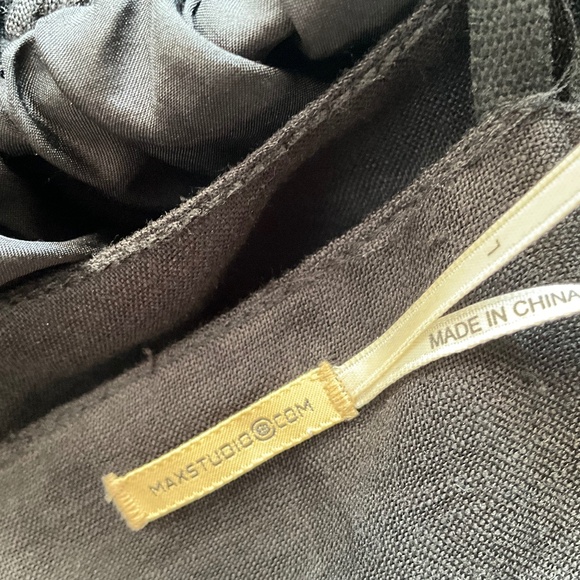 Max Studio Linen Silk Bubble Hem Dress Avant Garde Preppy Coastal Chic Black L - Picture 12 of 12